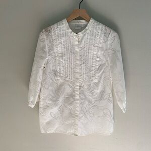 Emma James sheer tunic blouse beaded floral romantic top size medium‎